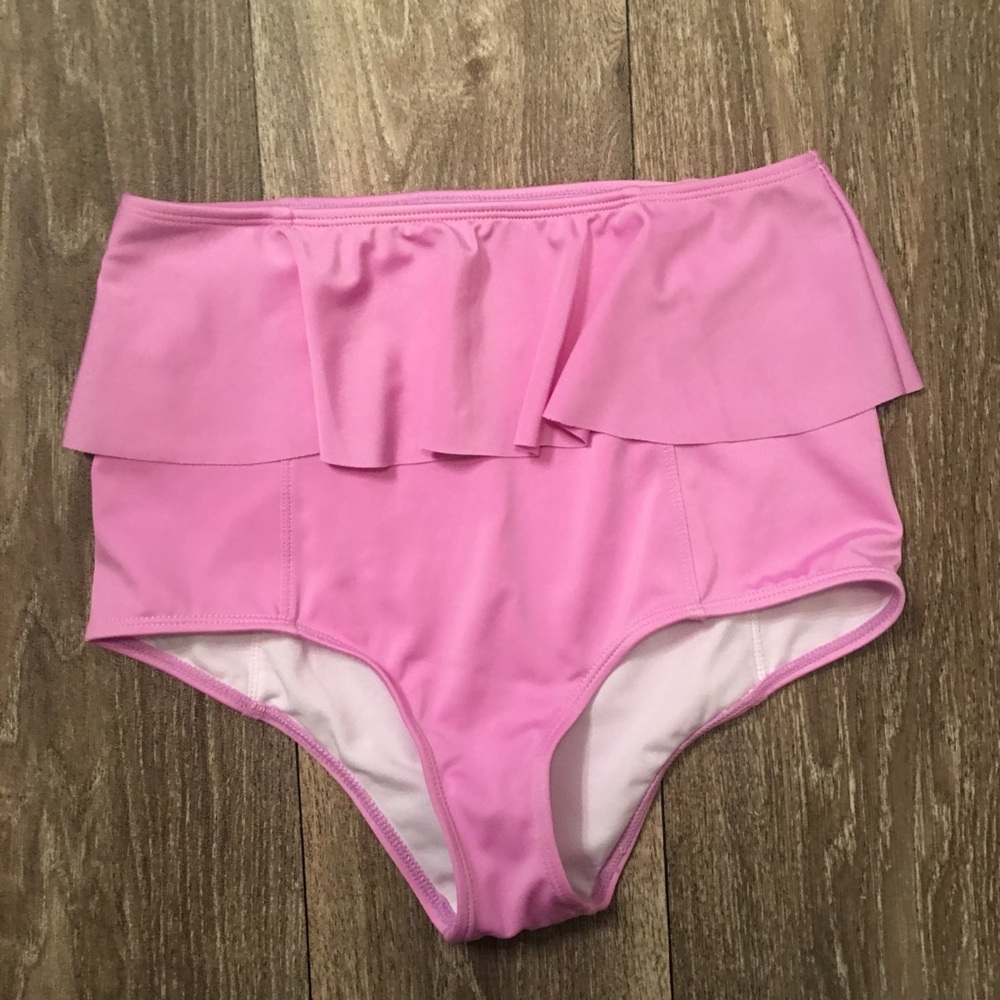 Kortni Jeane high waisted ruffle swim bottoms.